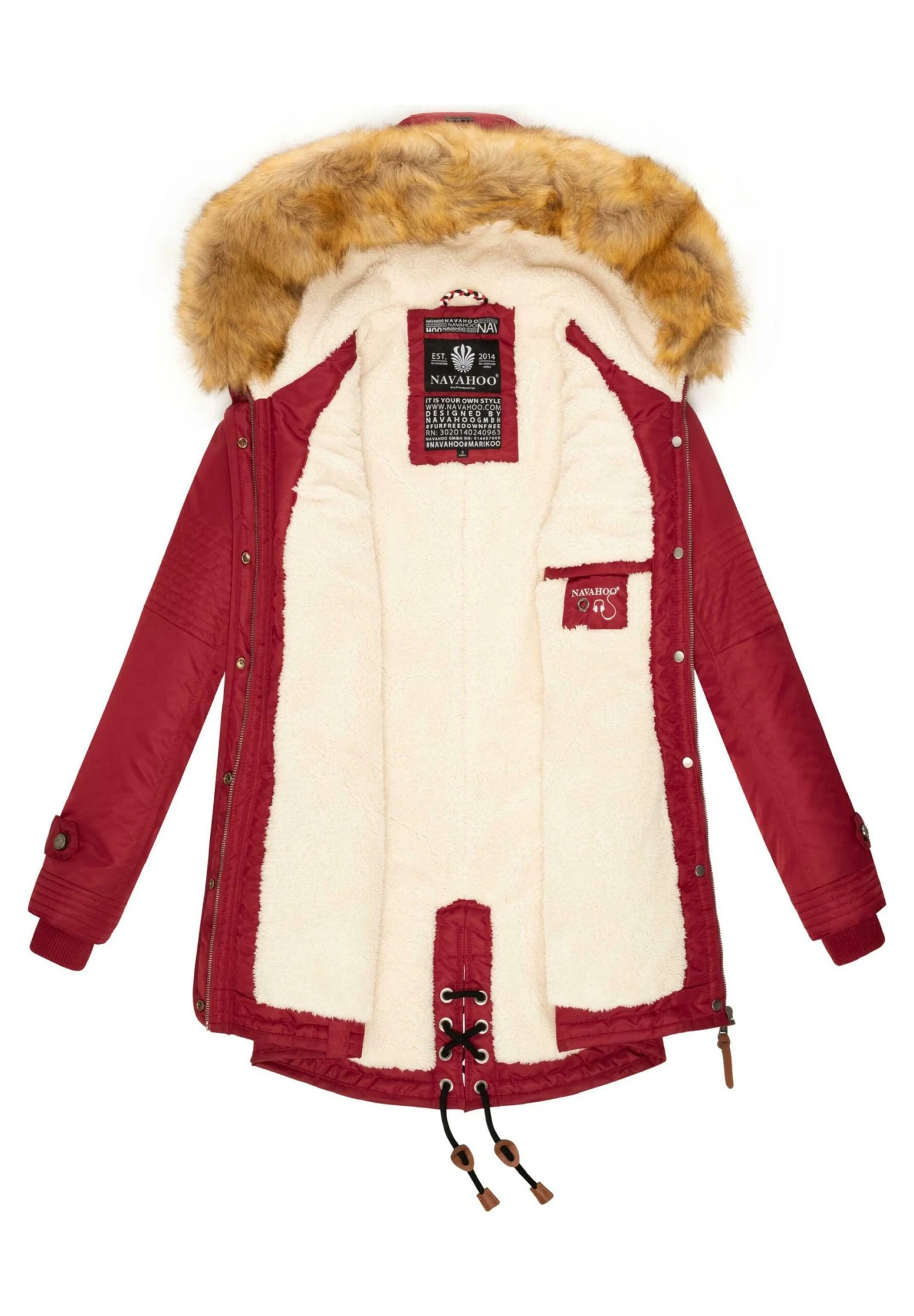 Navahoo LA VIVA - Płaszcz Zimowy - Blood Red 5 Navahoo LA VIVA - Płaszcz Zimowy - Blood Red - obrazek 3