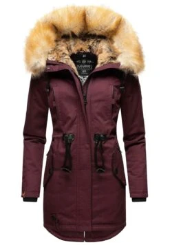 Navahoo BOMBII - P艂aszcz Zimowy - Dark Red Melange